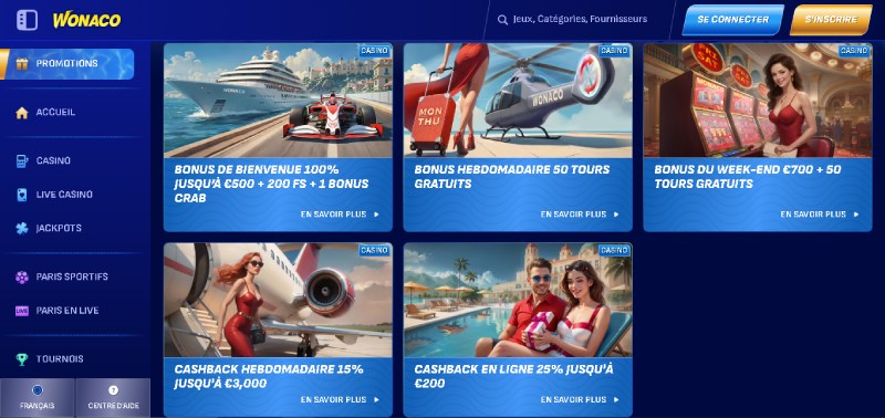 wonaco casino les offres promotionnelles disponibles