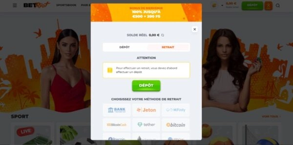 capture decran retrait betriot casino