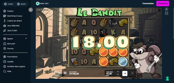 capture decran slot le bandit mega dice casino