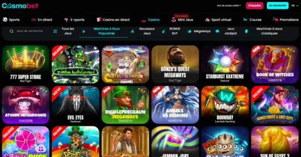 capture d'écran slots cosmobet casino