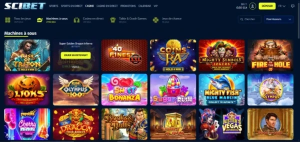 capture d'écran slots scibet casino