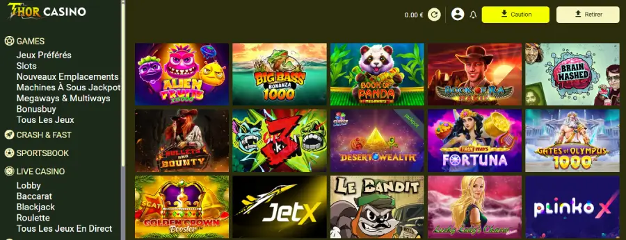 capture d'écran machines à sous Thor Casino