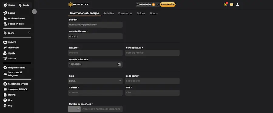 vérification d'identité sur lucky block casino