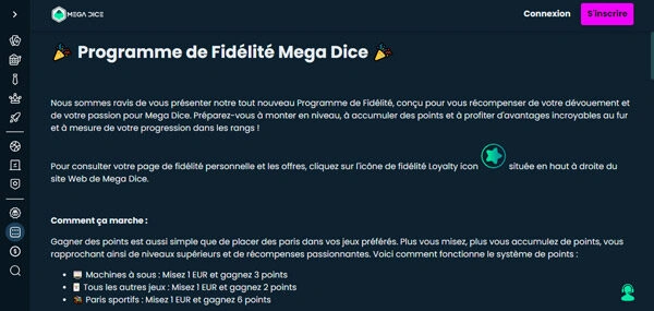 capture decran vip mega dice casino