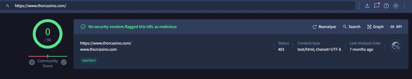 test virus total Thor Casino