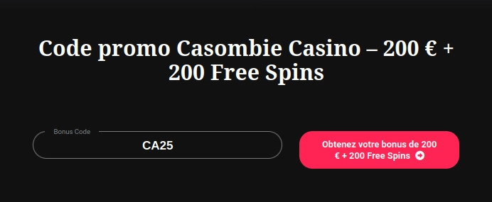 Bouton code promo Casombie Casino sur Pablo