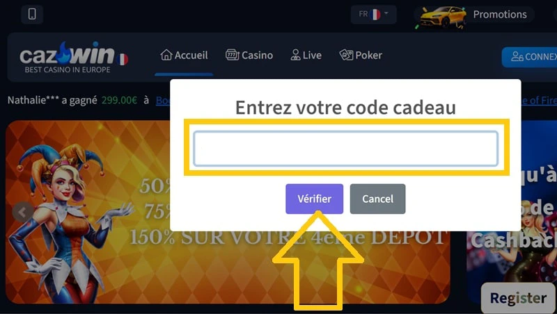 Etape 2 activation du code promo