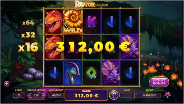 gain multiplié sur raptor doublemax