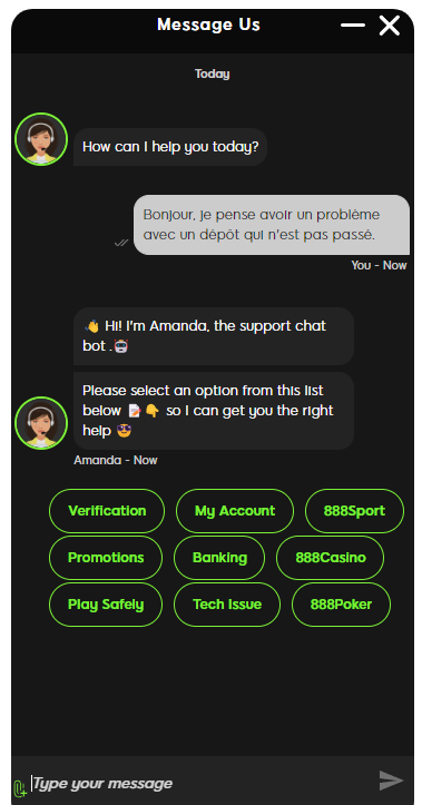 live chat 888 casino