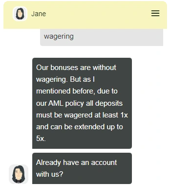 live chat sur le retrait des gains Thor Casino