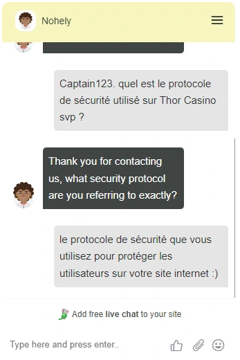 live chat Thor Casino