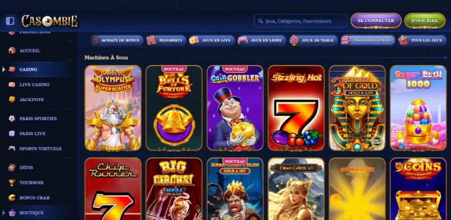 Machines à sous sur Casombie Casino en ligne