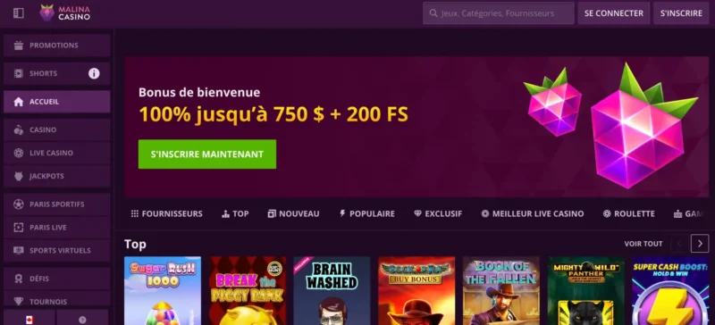 Malina bonus de bienvenue canadien