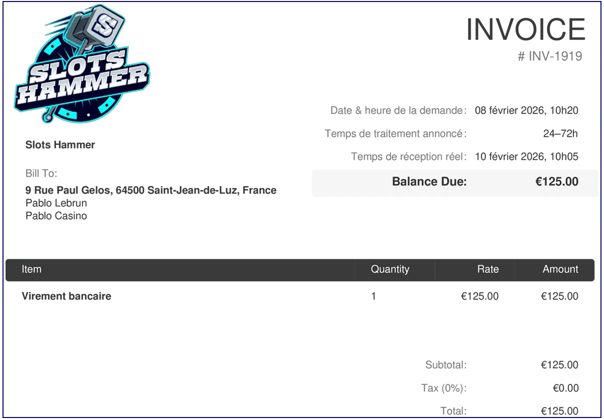 paiement slots hammer