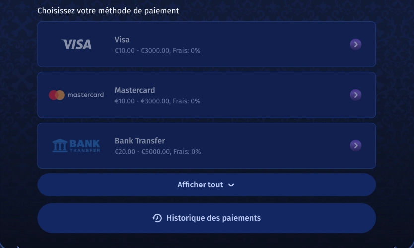 choisir sa méthode de retrait sur Casombie Casino en ligne