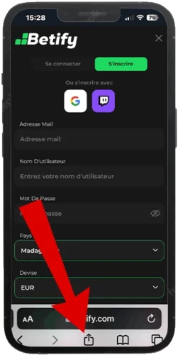 telecharger apk betify iphone etape 2