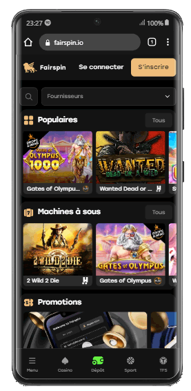 version mobile Fairspin Casino