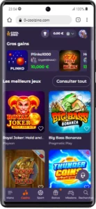 Version mobile sur Google Pixels de Coolzino