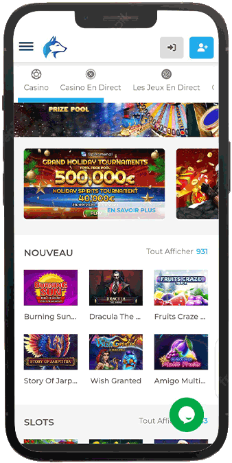 Version mobile Wolfy Casino