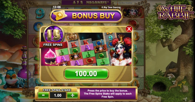 Achat de bonus sur White Rabbit