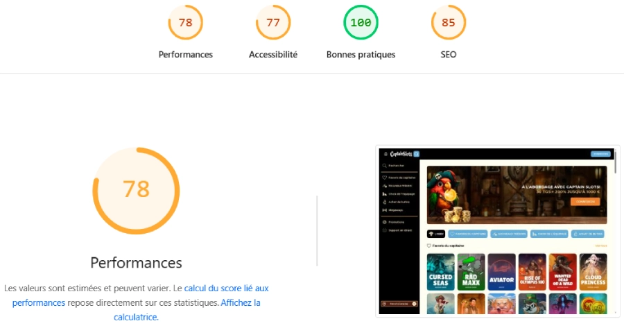 Analyse de performance CaptainSlots Casino