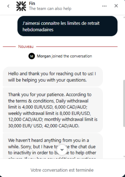 Assistance client de LuckyMax Casino