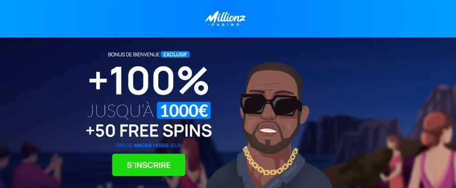 Capture écran du bonus de bienvenue de Millionz