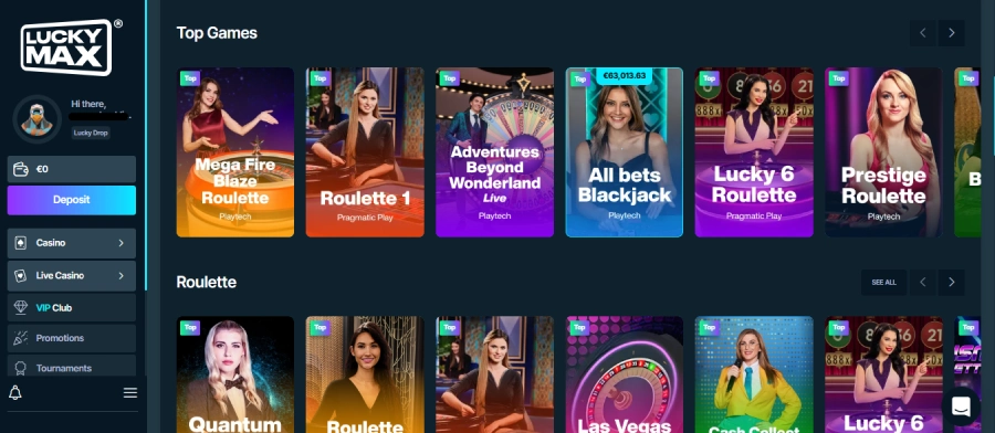 Casino live sur LuckyMax