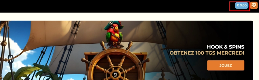 Faire un dépôt sur CaptainSlots Casino étape 1