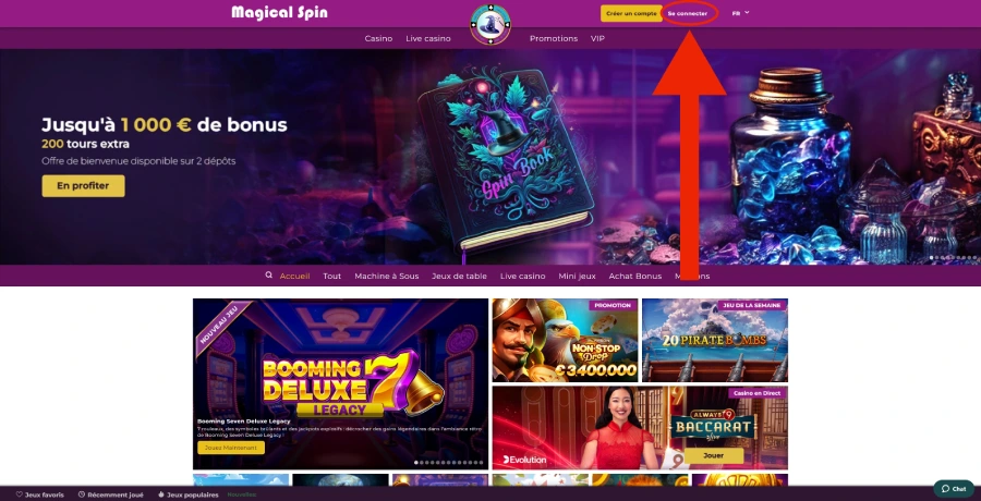 Faire un retrait sur un casino acceptant les dépôts de 20 euros étape 1