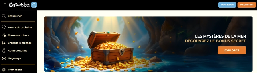 Inscription sur CaptainSlots Casino étape 1