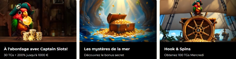 Offres et bonus en cours sur Captain Slots Casino