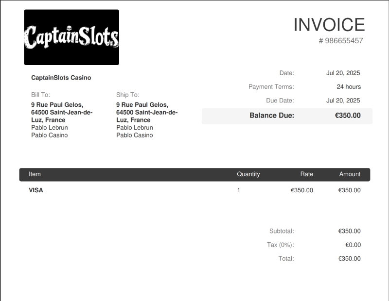 Preuve de retrait sur CaptainSlots Casino