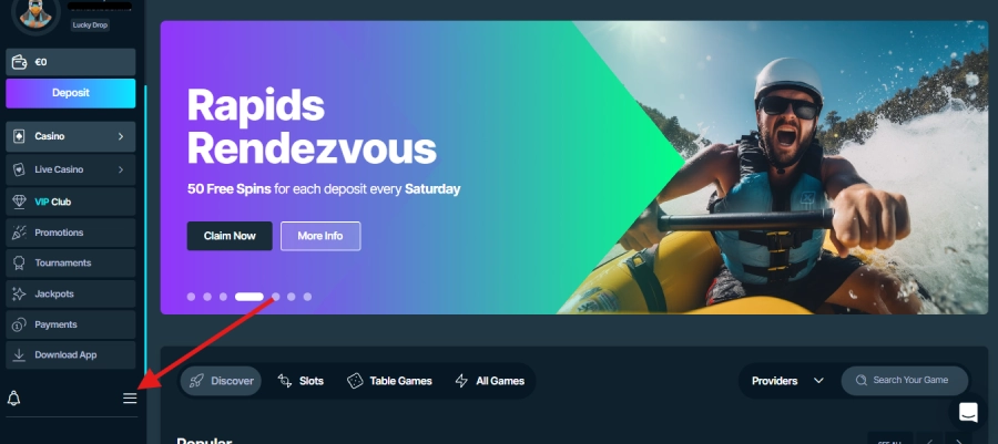 Retrait sur LuckyMax étape1