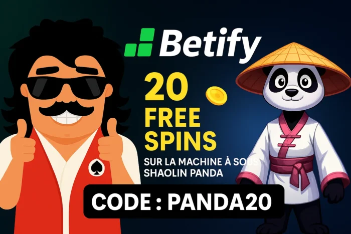 Illustration du bonus sans dépôt de 20 tours gratuits sur Betify Casino