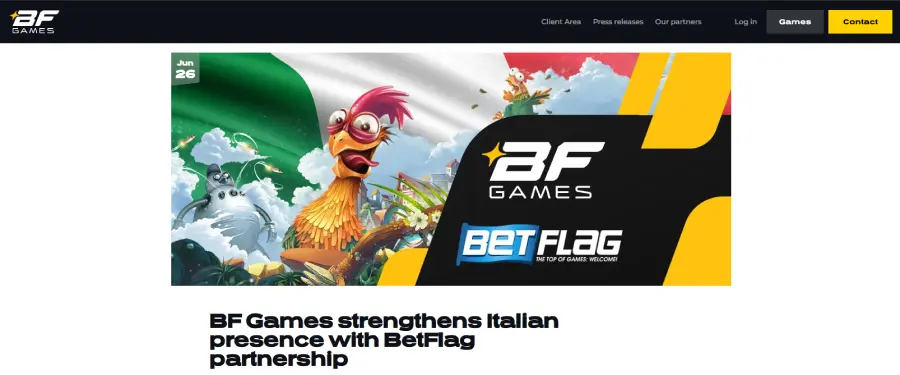 Capture d'écran d'une actualité BF Games