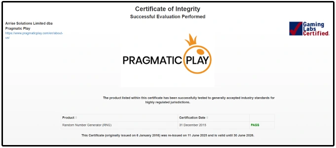 Certificat d'intégrité FelixSpin