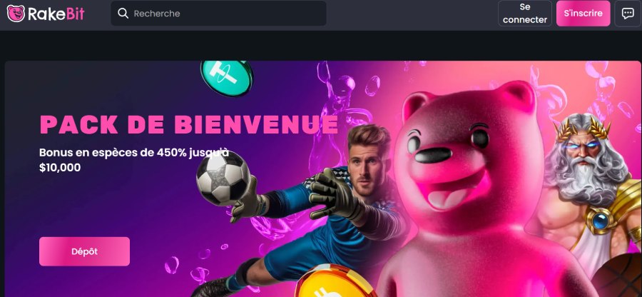 Capture d'écran de l'accueil de Rakebit