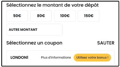 Faire un dépôt sur Europe777 étape 4