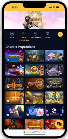 Interface mobile Europe777