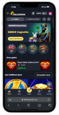 Interface de FelixSpin sur mobile