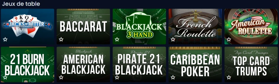 Jeux de table sur Europe777