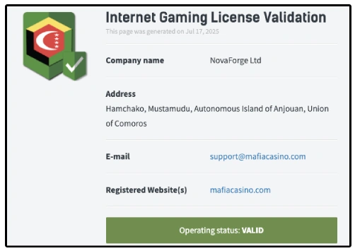 Licence Mafia Casino