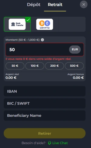 Faire un dépôt sur FelixSpin étape 2