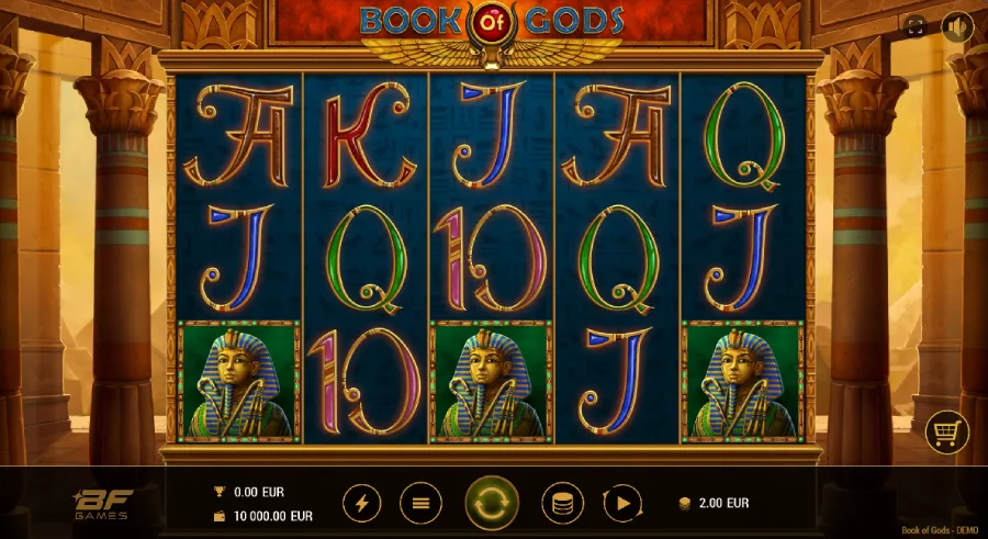 Capture d'écran de la machine à sous Book of Gods de BF Games