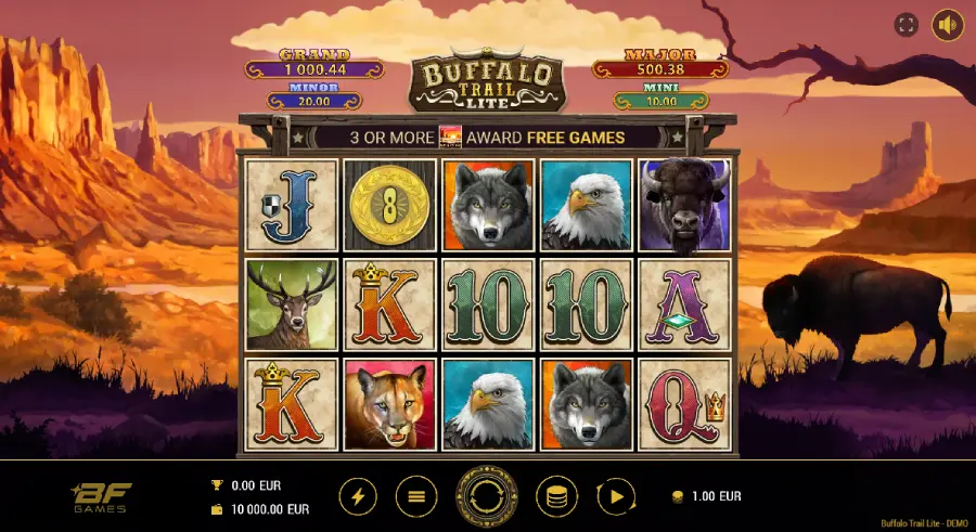 Capture d'écran de la machine à sous Buffalo Trail Lite de BF Games