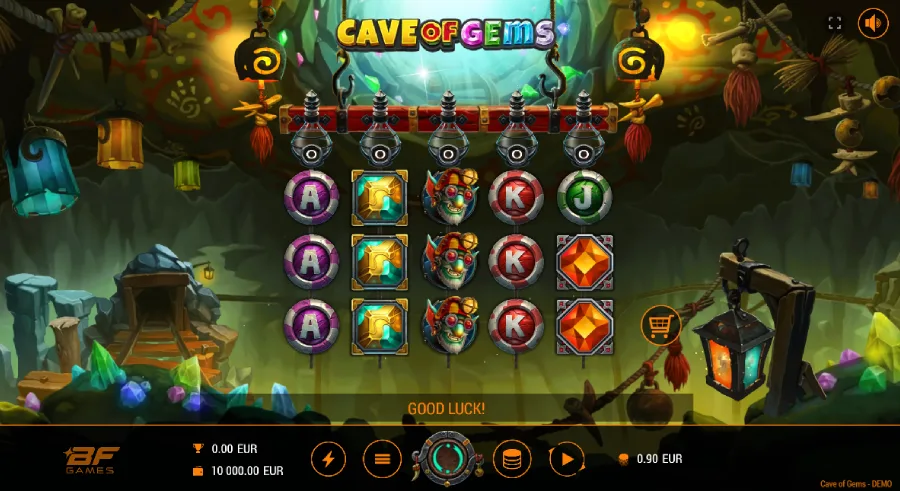 Capture d'écran de la machine à sous Cave of Gems de BF Games