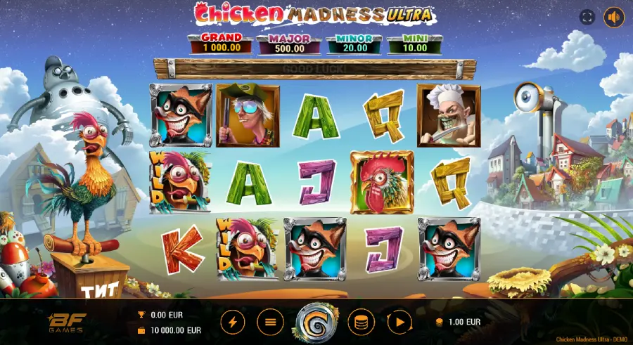 Capture d'écran de la machine à sous Chicken Madness Ultra de BF Games