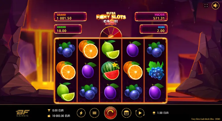 Capture d'écran de la machine à sous Fiery Slots Cash Mesh Ultra de BF Games