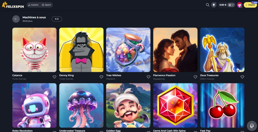Machines à sous sur FelixSpin